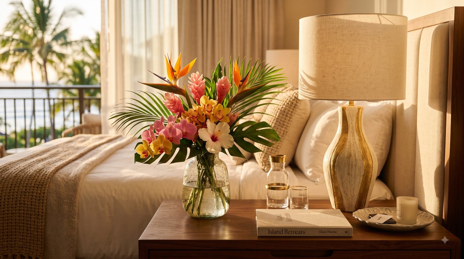 Bedside table with lamp