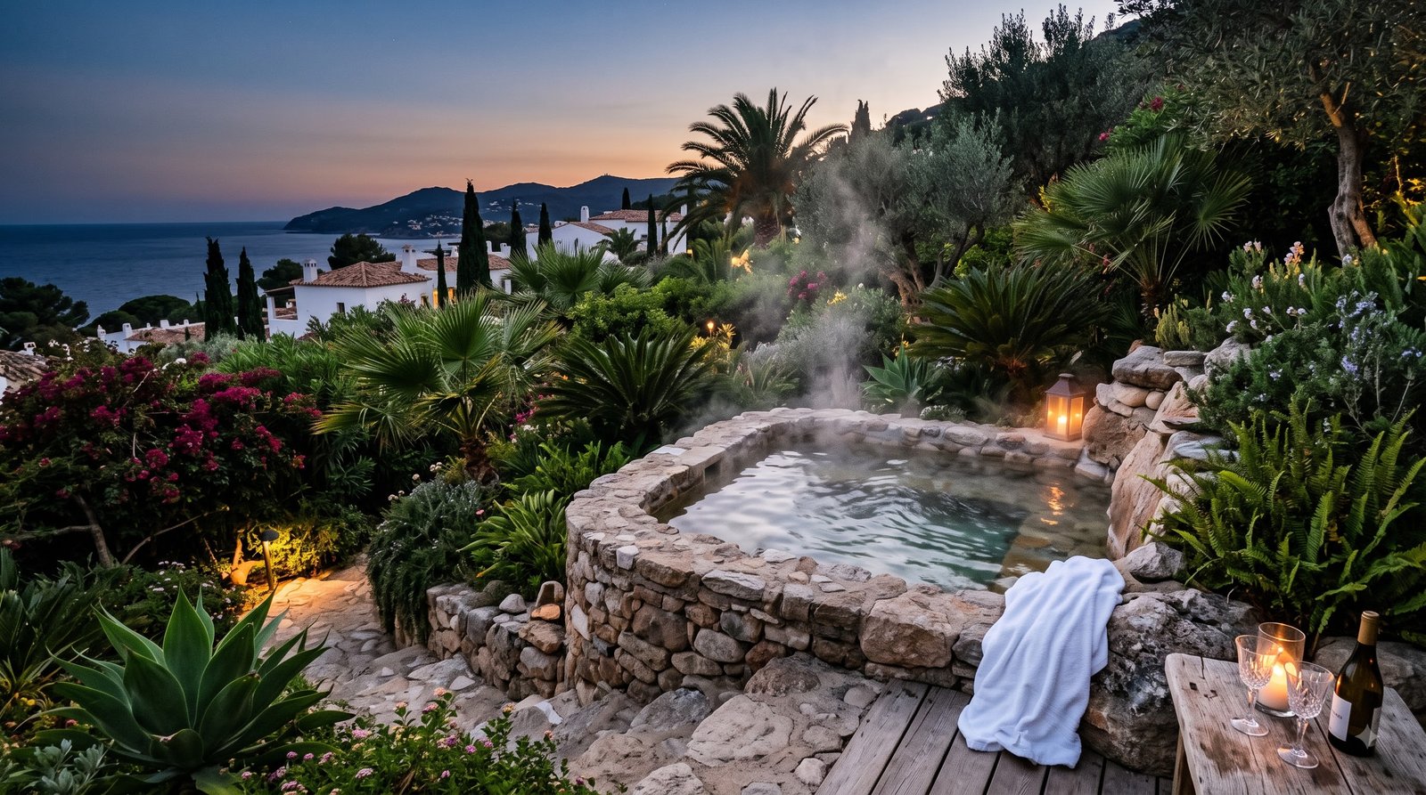 Stone hot tub