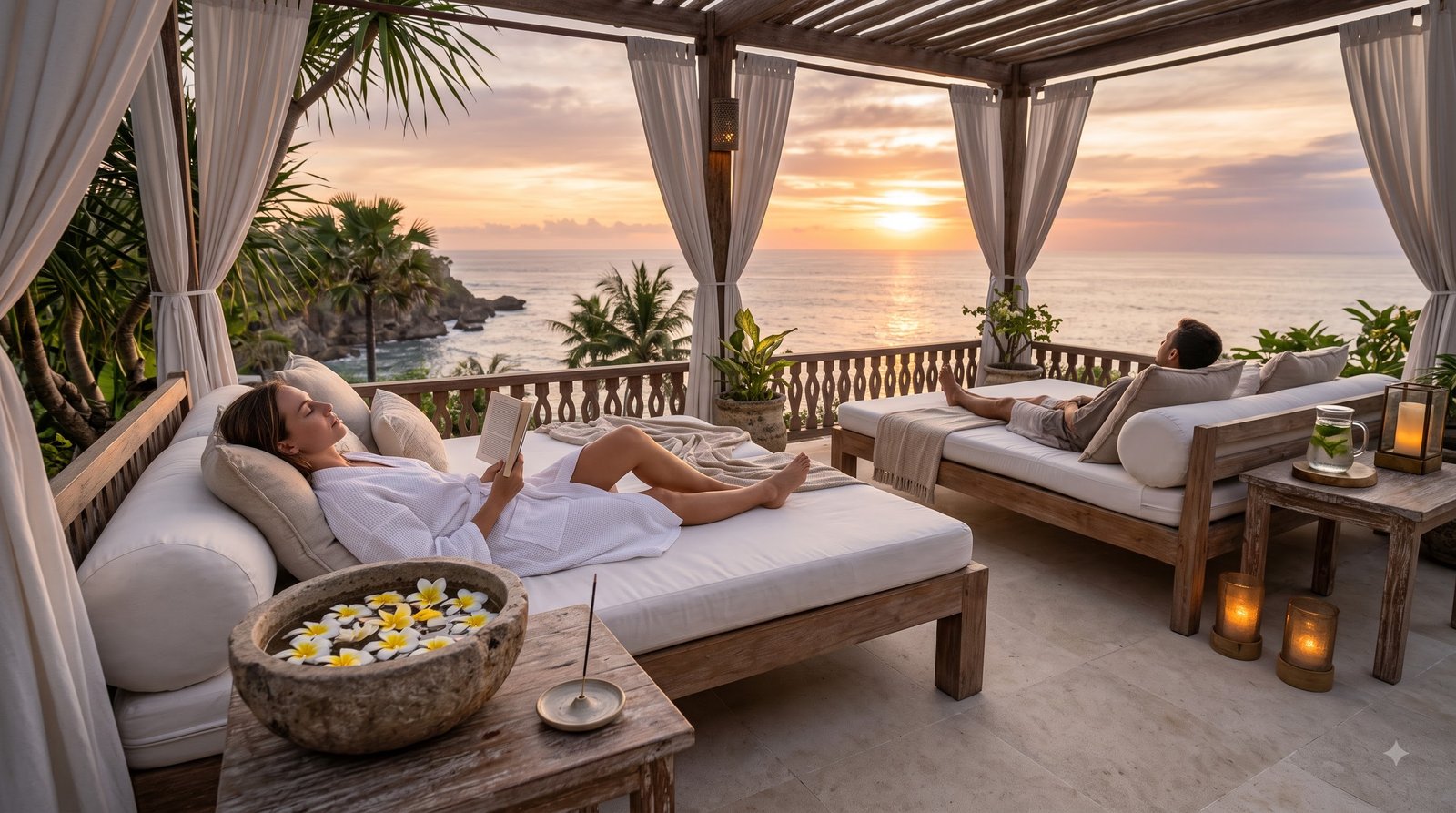 Spa terrace overlooking the ocean